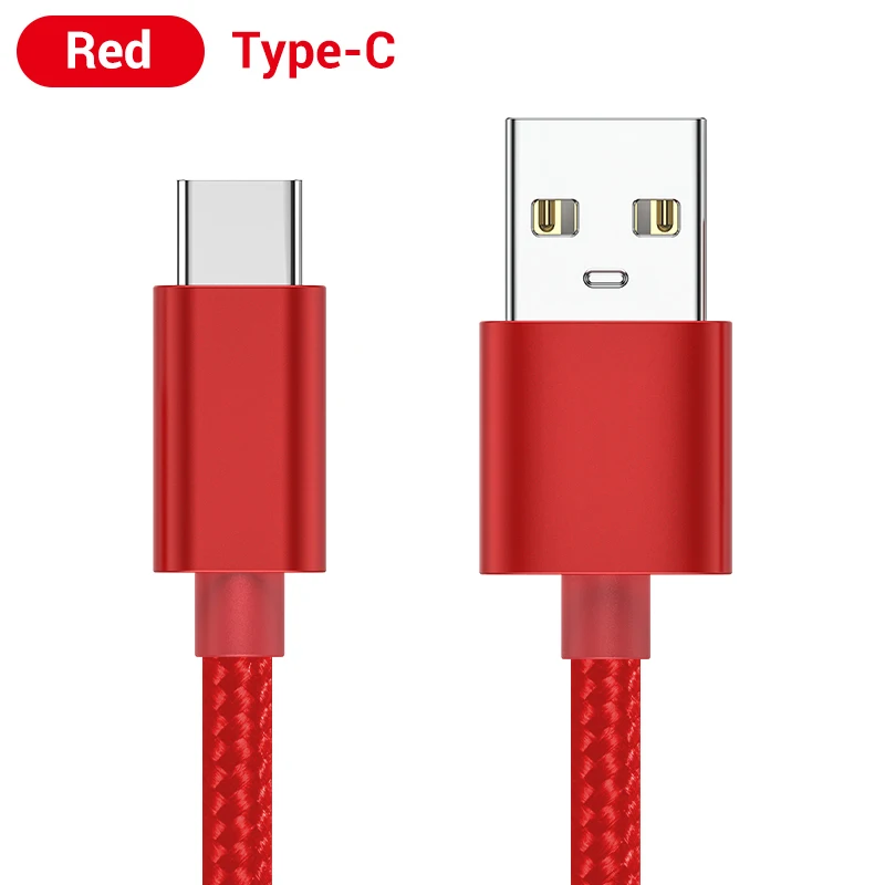 Red for TypeC USB кабель USBC типа C для samsung S10 S9 Plus huawei Mate30 Pro type C кабель для телефона 3A Быстрая зарядка USB C шнур для Xiaomi USB C - Цвет: Red for TypeC