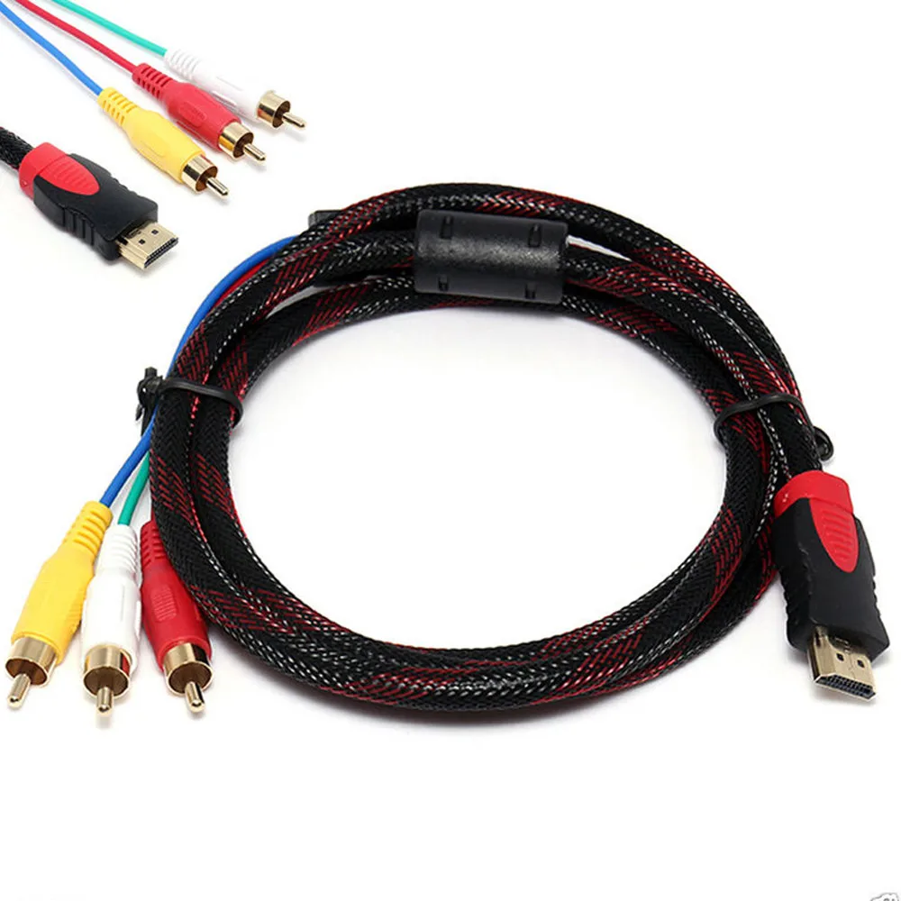 Ouhaobin HDMI штекер 3 RCA AV Аудио Видео 5FT кабель Шнур адаптер для ТВ HDTV DVD 1080p 3RCA