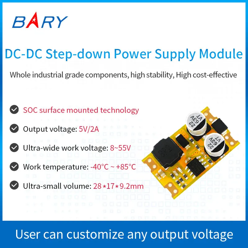 

DC-DC Buck Power Supply Module|8~55V To 3.3V 5V/2A/12V/0.8A Large current