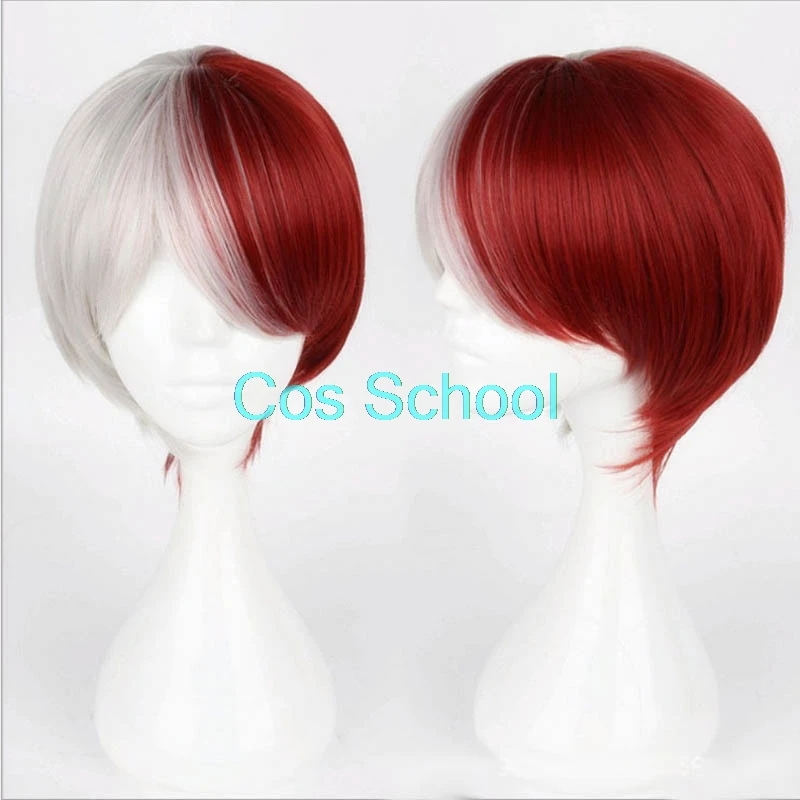 Cos School Todoroki Shouto парик Boku no Hero Academy Косплей парики Shouto Todoroki красные и белые короткие аксессуары для волос