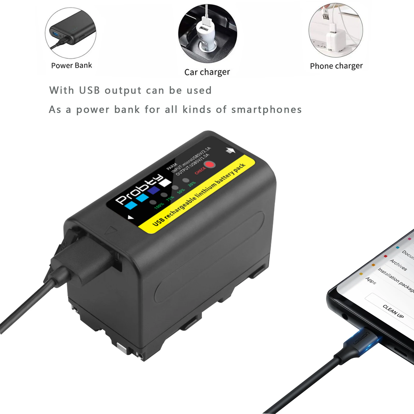 Indicador de Potência 6800mah com Saída Usb para Bateria Novo Sony np F960 F970 Embutida V1j z1 Led F750 F730 - Image 4