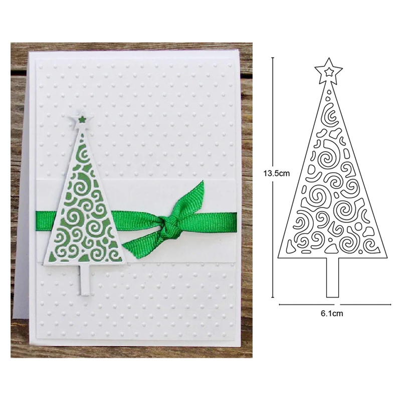 

Curly Leaves 2020 New Christmas tree Cutout Metal Cutting Dies Stencils Die Cut for DIY Scrapbooking Album Paper Card Embossing