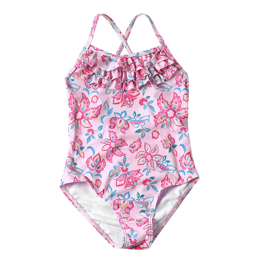 

One-piece Swimsuit for Children Camisole Multilayer Frill Girls Hot Springs Tour Bathing Suit Bikini Set TZ410040
