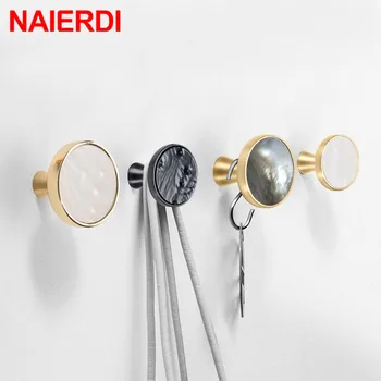 NAIERDI Nordic Gold Cabinet Knobs Zinc Alloy Hooks Bathroom Kitchen Hallway Clothes Wall Hangings Hooks Furniture Handles Knobs