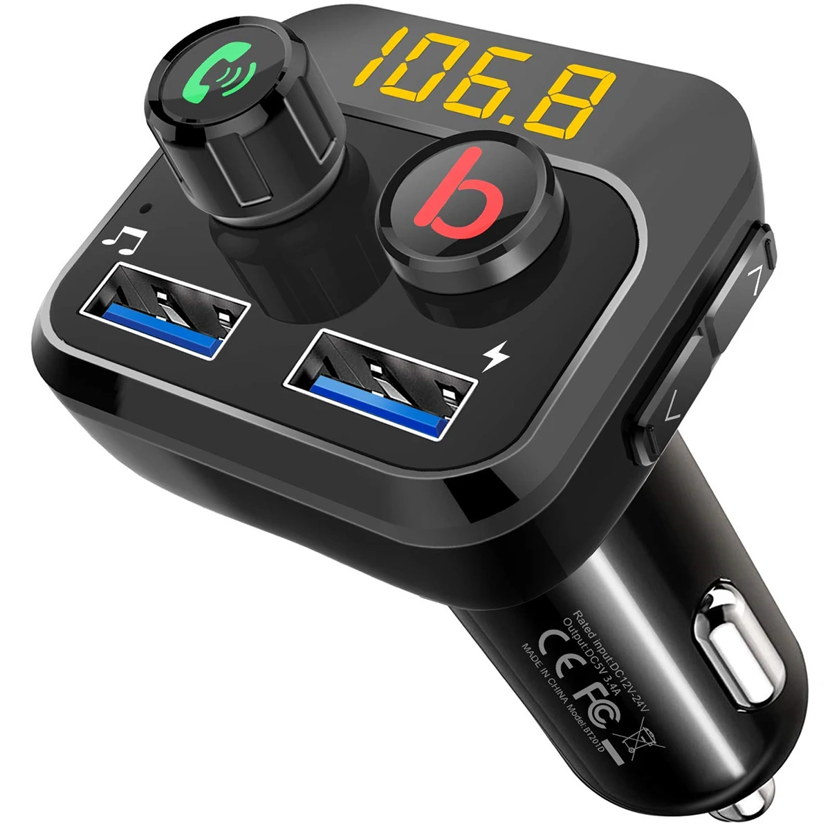 

Car FM Transmitter Kit USB Charger 5.0 Bluetooth MP3 Player U Disk Lossless Music Stereo EQ Sound Effect Bluetooth