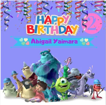 

8x8FT Personalized Monsters University Happy Birthday Party Custom Photo Studio Backgrounds Backdrops Vinyl 240cm x 240cm