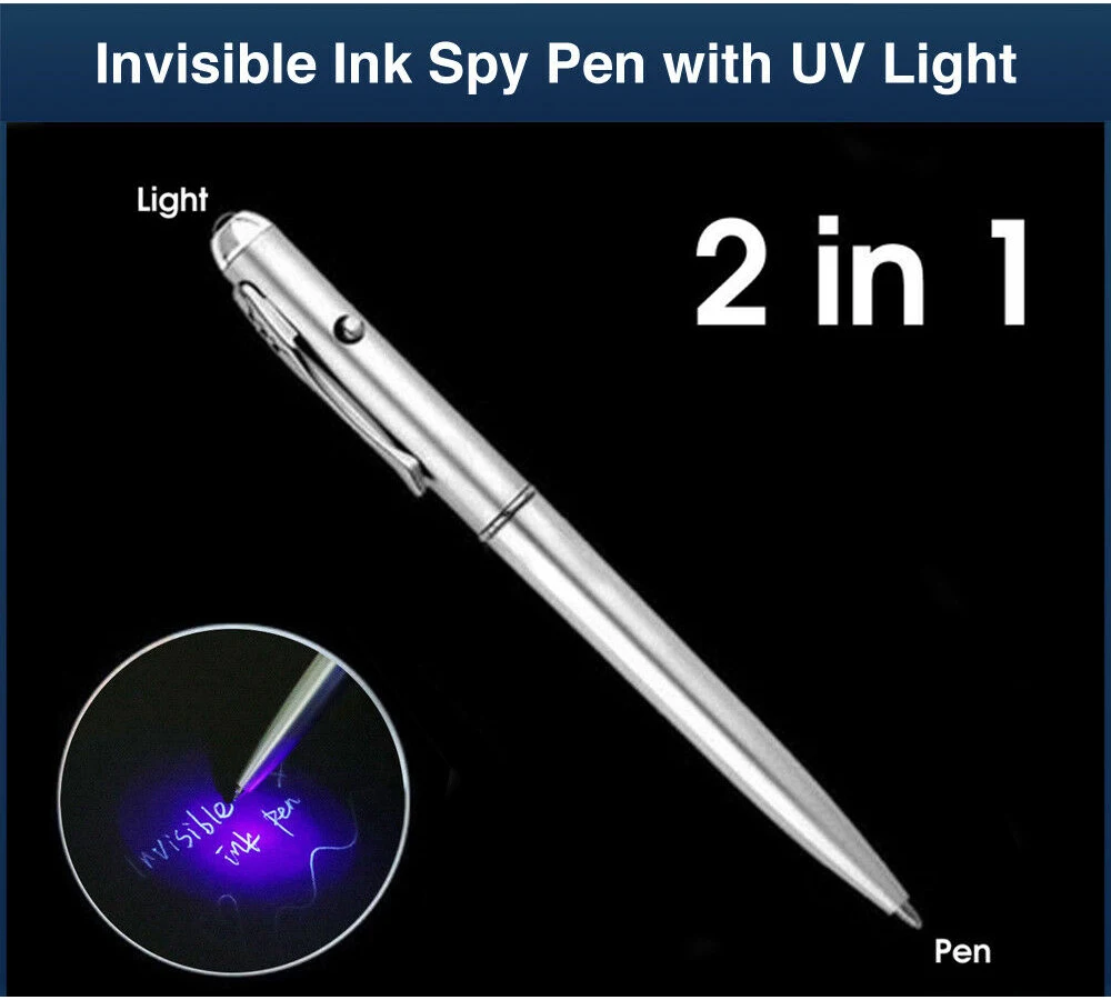 Funny Pen 2 in1 Invisible Ink Magic Security Handwriting Secret Spy Pen