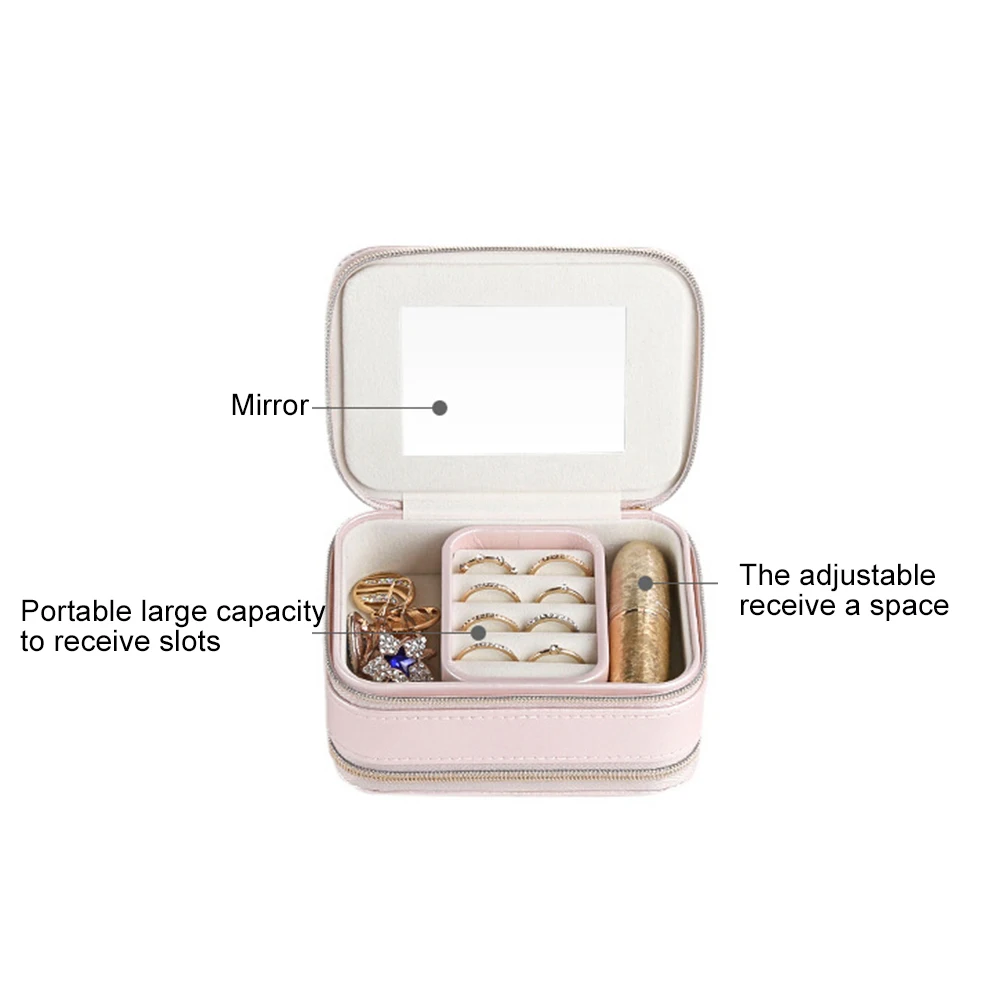 Portable Double-sided Travel Jewelry Storage Box Organizer Display Holder Case