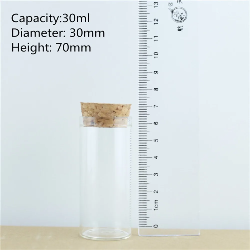 24pcsLot Tiny Cork In Vitro Thick Glass Bottles Wishing Bottle Glass Cork Stopper Jars Storage Souvenir Container (25)
