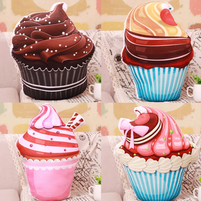 

1PC Creative 3D real life ice cream Cake Cones pillow stuffed plush Home Pillow office nap pillow cushions