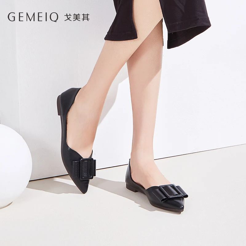 GEMEIQ/ г. Женская обувь весенне-осенняя Новая легкая обувь на плоской подошве с милым бантом женская модная удобная обувь на плоской подошве