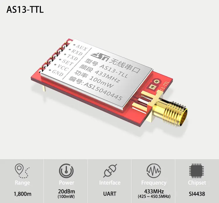 2 шт 433MHz 100mw беспроводной модуль последовательного порта с антенной UART беспроводной приемопередатчик радиочастотный модуль прозрачный вещательный 1,8 км