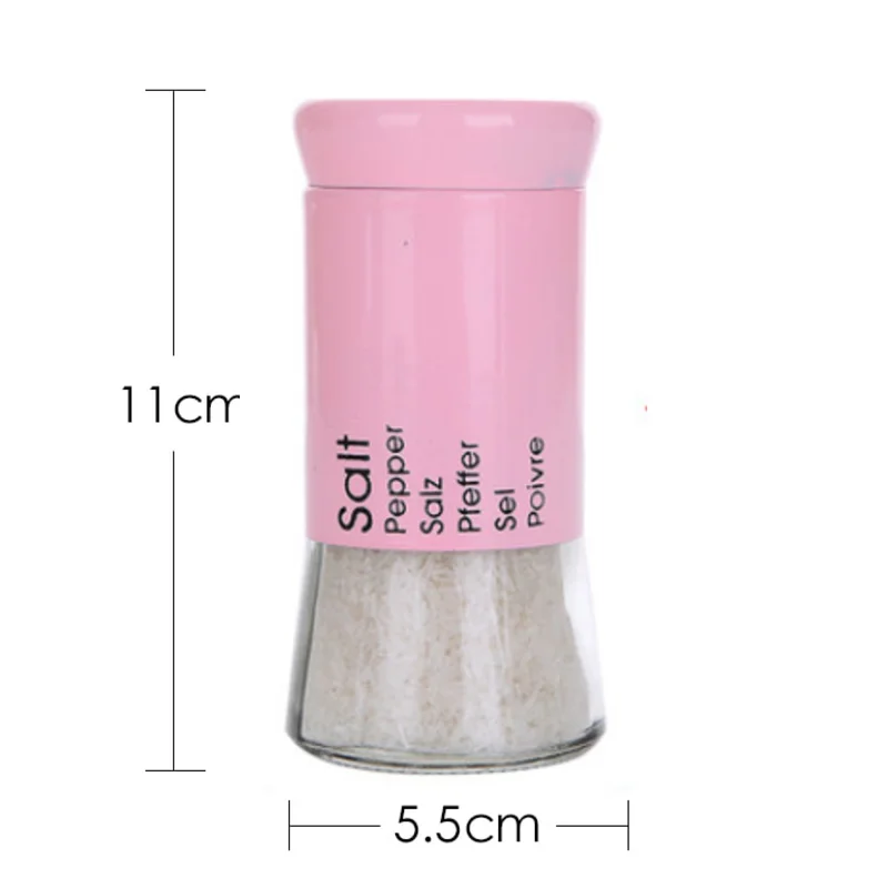 Pink Lingyanhu, кухонная Стеклянная солевая бутылочка для перца, четыре цвета, банка для приправ, пищевой ресторанный ящик для приправ, соляная банка - Цвет: Pink