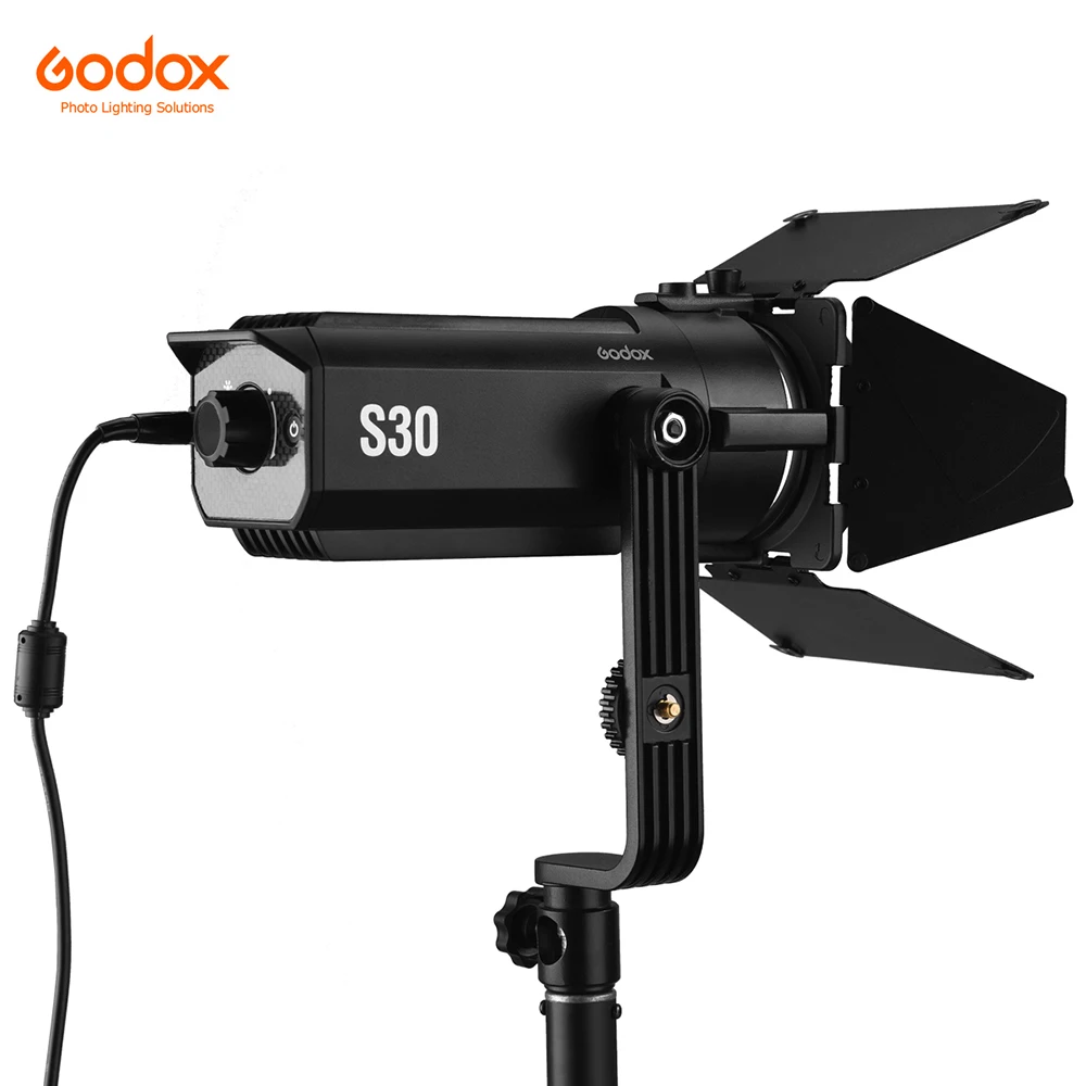 Godox S30 30 Вт фокусирующий СВЕТОДИОДНЫЙ фотографии; непрерывный Регулируемый светильник Точечный светильник с дверью сарая для профессиональной фотостудии