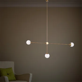 

Indoor LED modern geometric chandelier interior decoration home lighting creative living room bedroom lamp / AC 220V warm light
