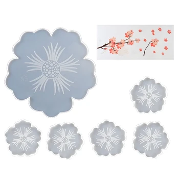 

Large Flower Shape Resin Coaster Molds DIY Silicone Tray for fruit Cup Geode Agate Platter Epoxy Resin Molds Art Crafts