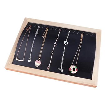

Bamboo Wood Jewelry Display Jewellery Tray Ring Holder Necklaces Organizer Bracelets Showcase Pendants Box Necklace Bracelet