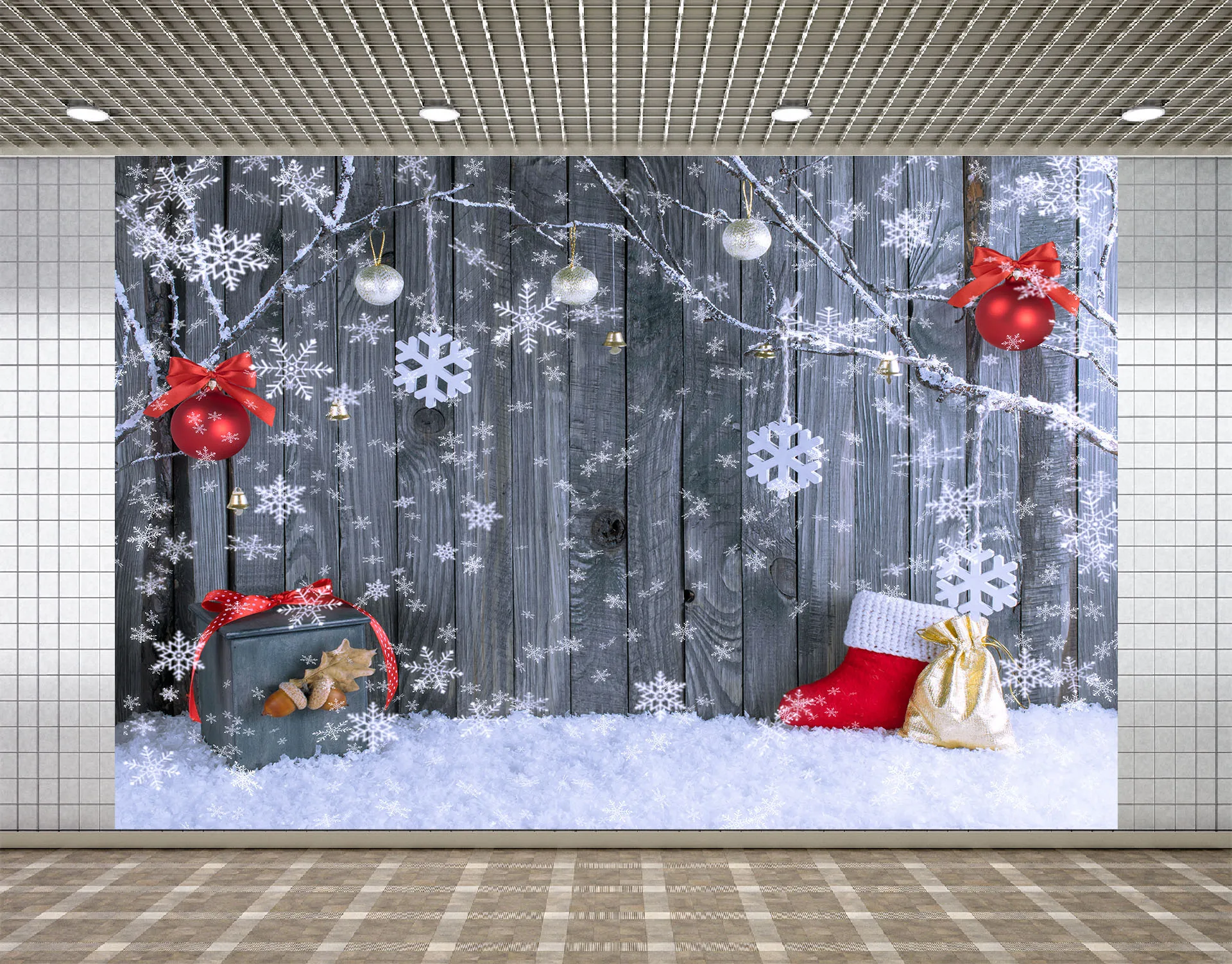 Lyavshi Wood Snowflake Christmas Photography Backdrop for Xmas Party Decoration Baby Children Portraits Photo Studio Background |