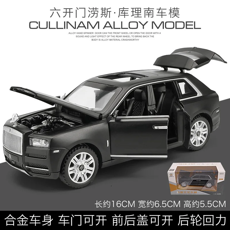 Масштаб 1:32 Сплав модель автомобиля Rolls Cullinan литье под давлением Свет Звук оттяните назад модель автомобиля-внедорожника Моделирование игрушки для детей подарок коллекция - Цвет: black with box