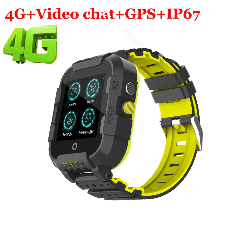 yellow Смарт-часы для детей 4G gps трекер IP67 Водонепроницаемый Видеозвонок Камера gps фунтов WI-FI умные часы с определением местоположения Дети подарок часы 4g часы - Цвет: yellow