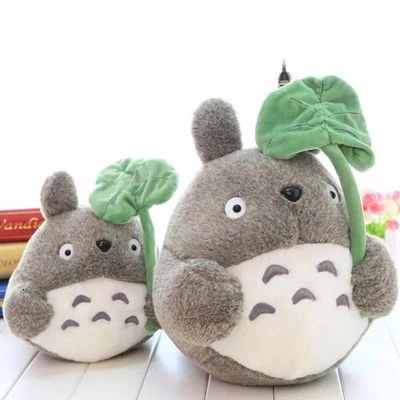 Плюшевая кукла Тоторо с листьями лотоса мультяшная мягкая игрушка подушка в виде