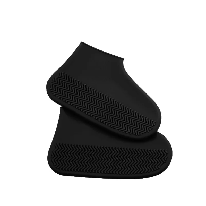 1 пара Многоразовые водонепроницаемые Нескользящие силиконовые дождевые Чехлы для обуви эластичные галоши сапоги обувь для кемпинга путешествия - Цвет: Черный