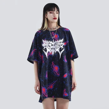 

2020 Summer Top Gothic Graphic Tees Satan SunFlower Oversized T Shirts Goth Clothes Streetwear Gothic Women Clothing
