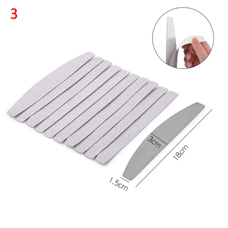 as shown 10pcs/set Sandpaper Nail File Replacement Pads Double Sided Nail Files Stainless Steel Plate Nail Art Sanding File Set - Цвет: as shown