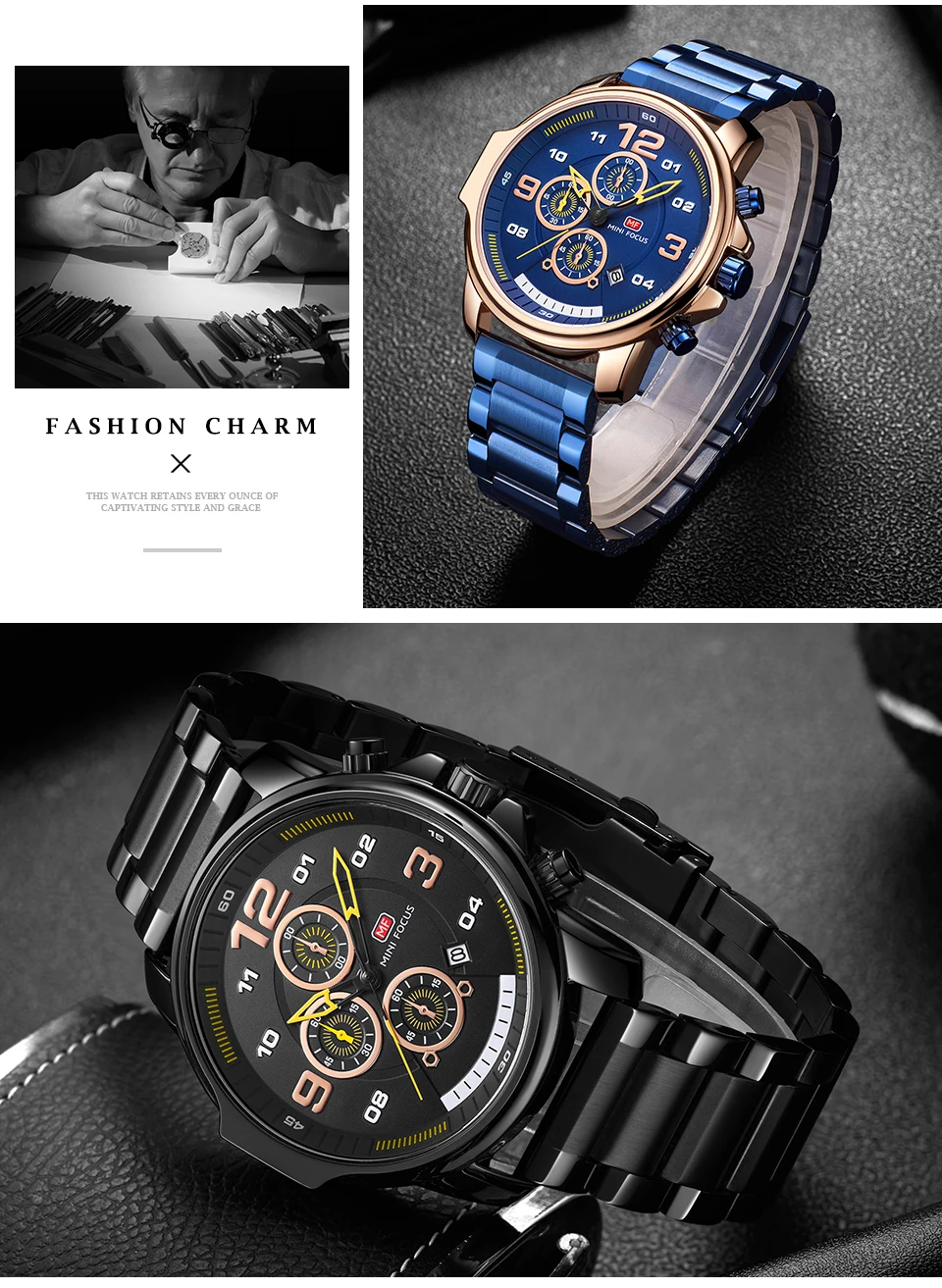 Relógio de quartzo MINI FOCUS para homens à prova d'água_voghion.com