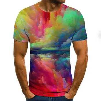 

Summer new 3D printing men's T-shirt casual short-sleeved O-neck men's T-shirt fashion splash ink printing 3D T-shirt top