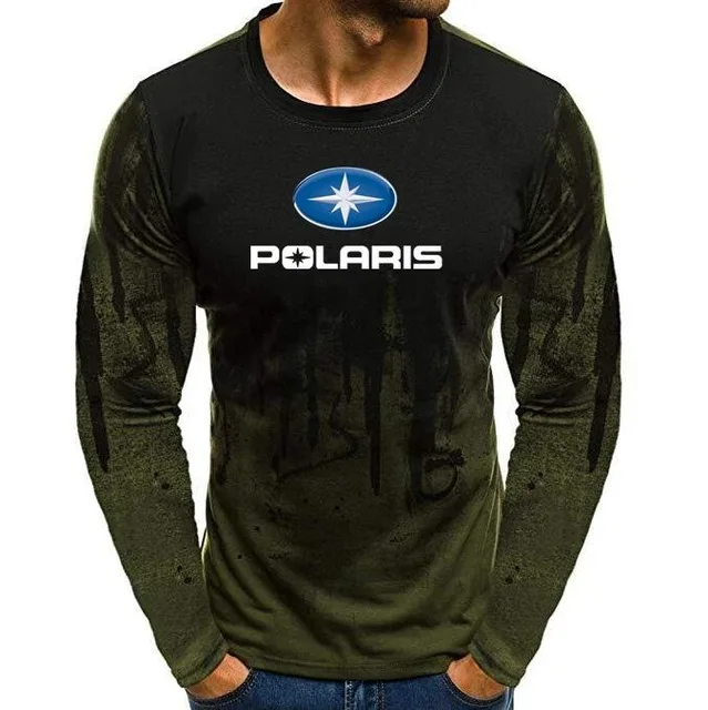 Осенняя мужская футболка из лайкры и хлопка, футболки с принтом Polaris snowmobile, мужские камуфляжные повседневные футболки с длинным рукавом