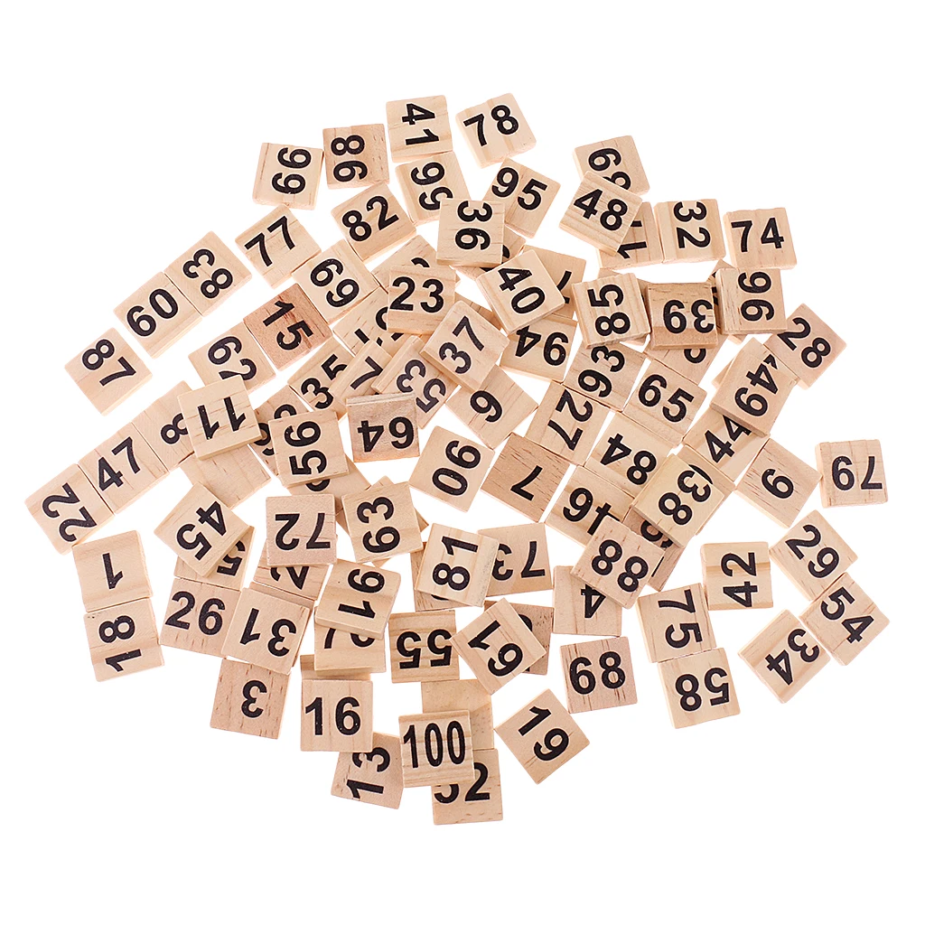 100pcs Wooden Number Tiles Cube Blocks for Board Game Crafts Kids Creative Game Toy