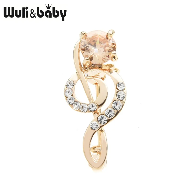 champagne Wuli&baby, маленькие фиолетовые стразы цвета шампанского, броши для нот, броши для воротника, подарки - Окраска металла: champagne