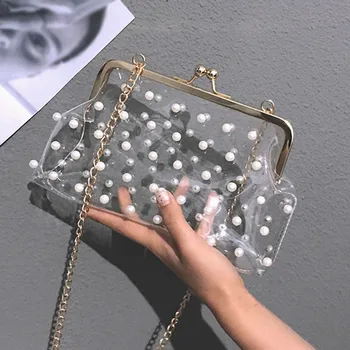 

2020 New Ladies Fashion Solid Color Handbag Jelly Package Transparent Diagonal Package Sac Transparent Femme 2019 Nouveau