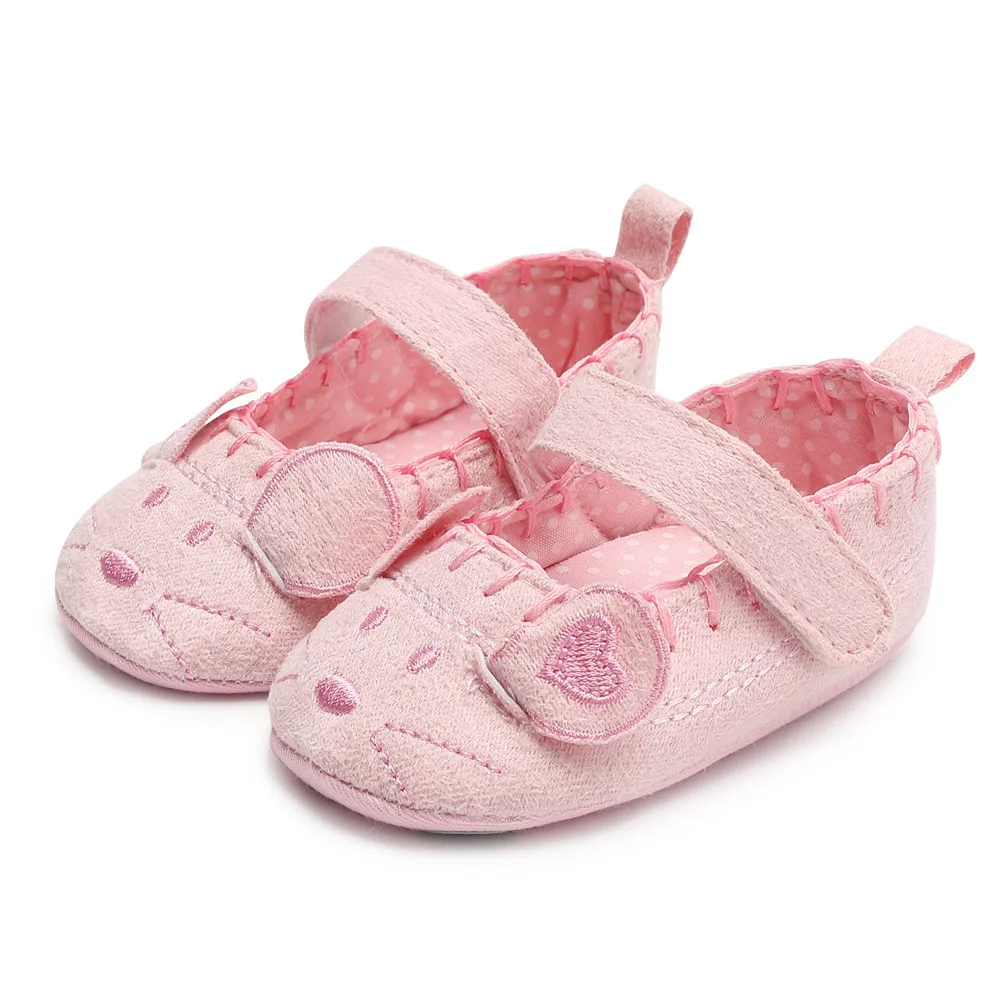 Обувь для маленьких девочек; обувь для новорожденных в розовый горошек; хлопковая мягкая нескользящая подошва; обувь для маленьких принцесс; мокасины для малышей - Цвет: pink mouse