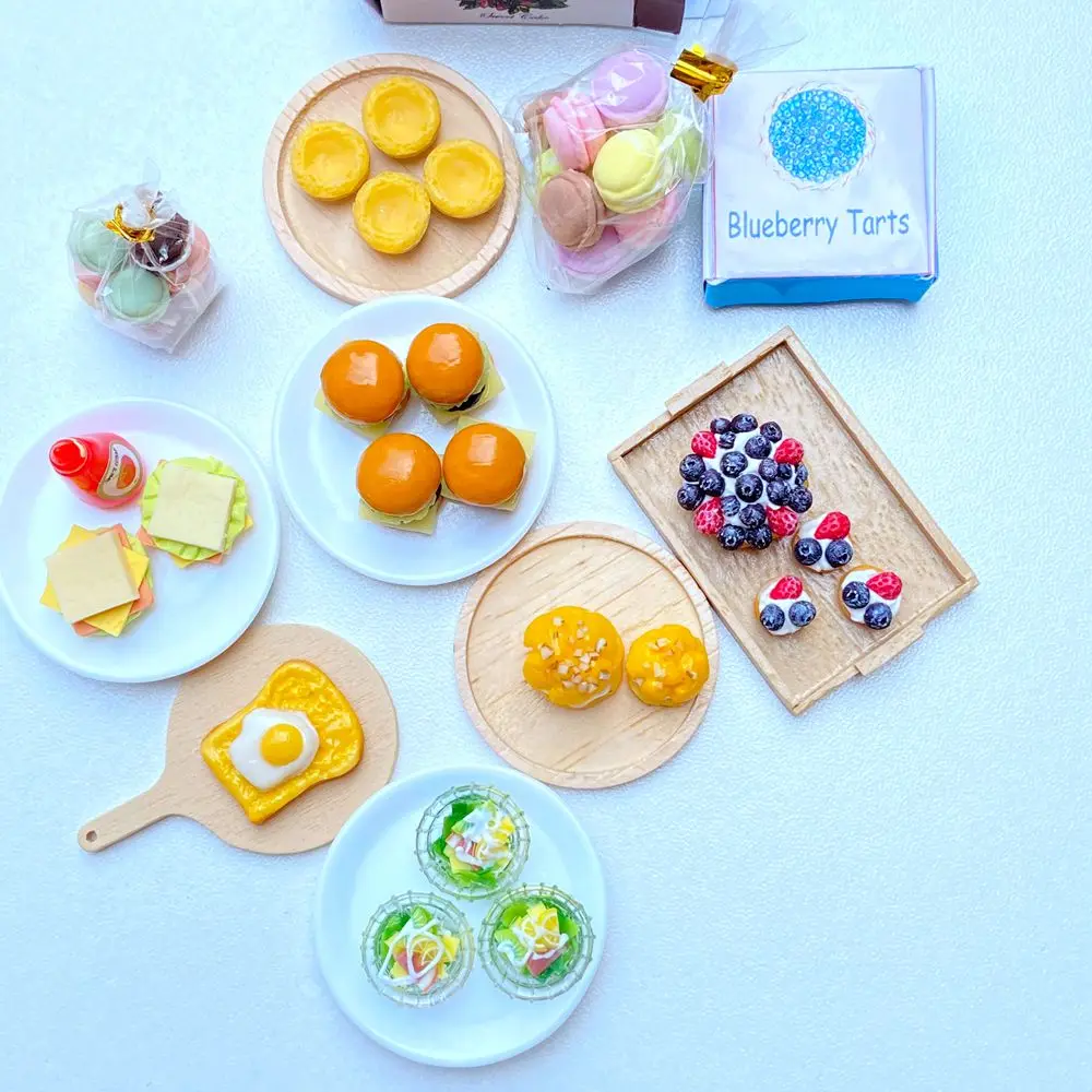 1 Set 1:12 Miniature Hamburger Mini Fruit Salad Pretend Food for Blyth Barbies OB11 BJD Doll House Kitchen Play Toys Accessories 2