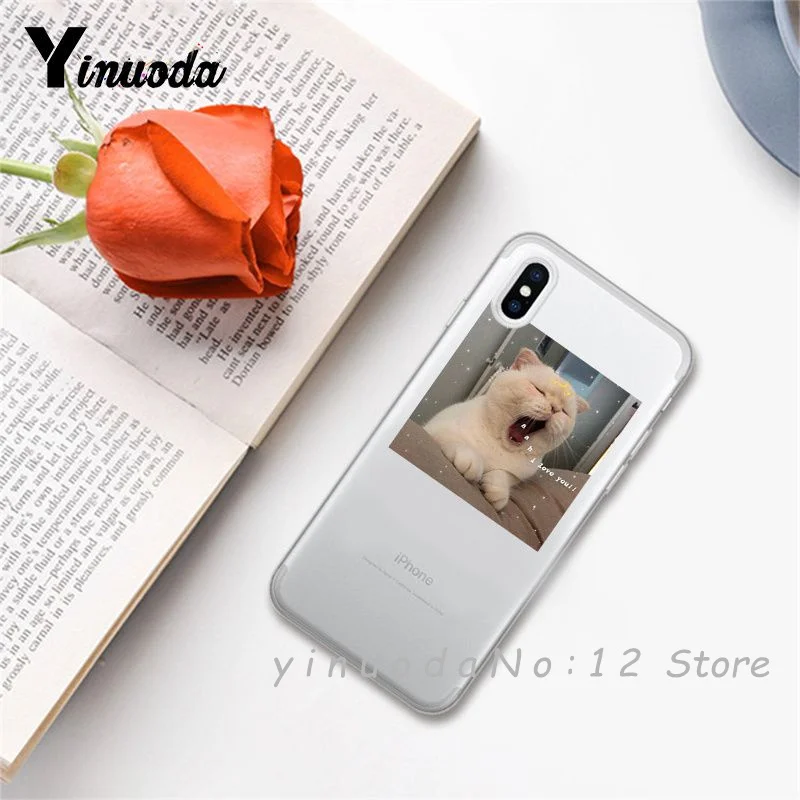 Yinuoda супер милый кот собака мультфильм розовый в форме сердца ты и я серия HD Прозрачный чехол для телефона для iphone 6 7 8 Plus X XS XSMax 5S - Цвет: 18