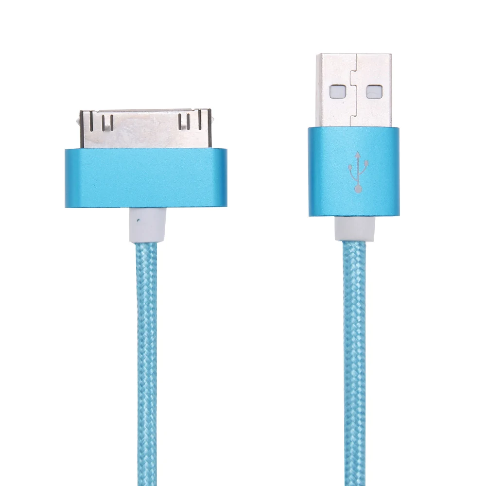Нейлоновый USB кабель для IPhone 4S 4, металлический штекер, нейлоновый плетеный провод, кабель для зарядного устройства, 2,1 A, шнур для быстрой зарядки и синхронизации данных для IPad 1, 2, 3