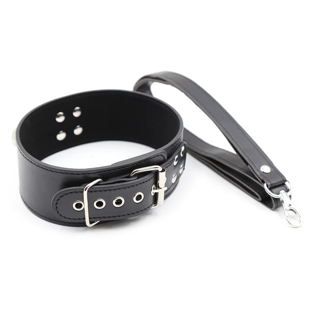 Halsband Leder Fetisch Hals Bondage Fesseln mit Kette  5