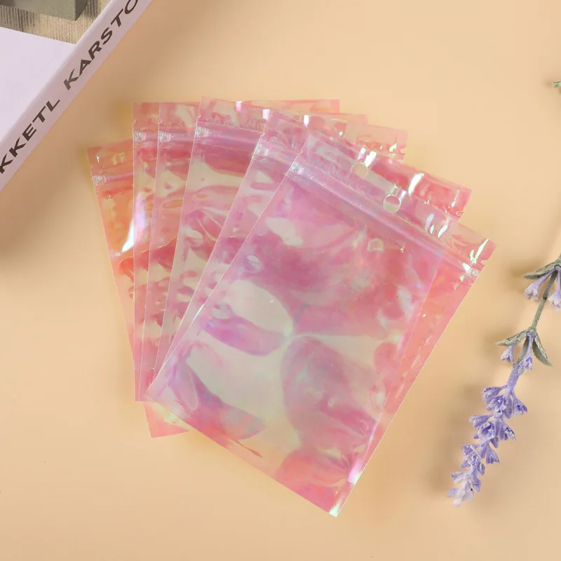 2000 Stück Regenbogen-Laser-Druckverschlussbeutel aus Kunststoff, transparent, für Schmuck, elektronische Teile, Verpackungsbeutel, Nagelkunst, Kosmetik, Einzelhandelspaket – Detail 8