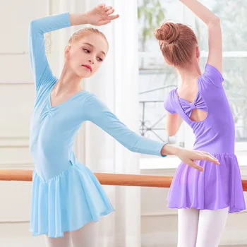 

Girls Summer Chiffon Ballet Dress Leotards Kids Ballerina Ballet Long/Short Sleeve Dress Ballet Costume Tutu Tulle Dancewear