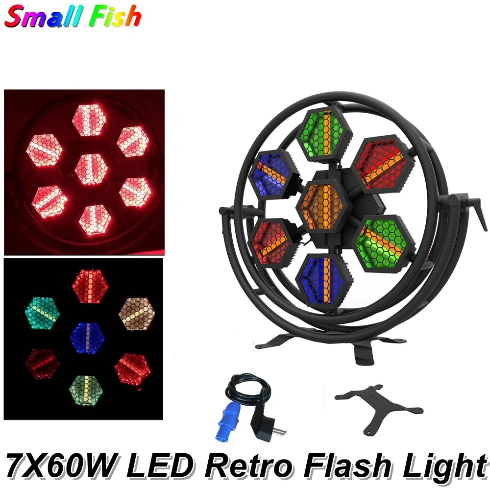 Прожектор музыкальный 7X60W в стиле ретро с 168X1W RGB LED S DMX сценический прожектор