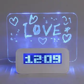 

W&G Multifunctional LED Digital Alarm Clock Calendar Thermometer Fluorescent Memo Board With 4 USB Ports Christmas Gifts