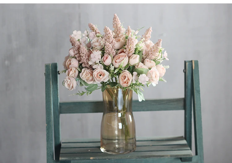 JAROWN Artificial Spikelet Flower Grass DIY Wedding Bouquet Home Decoration Fake Flowers Arrangement Flower Material Yonago (9)