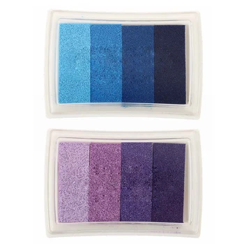

2 Box Multi Gredient 4 Colors Ink Stamper Pad Inkpad Oil Based Inkpad Child-Safe Ink Pad Ink Scrapbooking, Blue Gradient & Purpl
