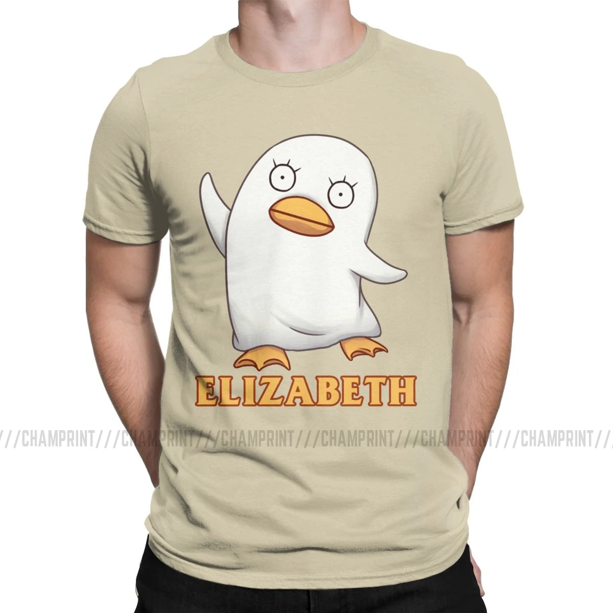 Elizabeth Gintama, мужские футболки, Gintoki Manga Maid Sama Kagura Duck, аниме, футболка, короткий рукав, футболки, хлопок, большой размер, топы - Цвет: Бежевый