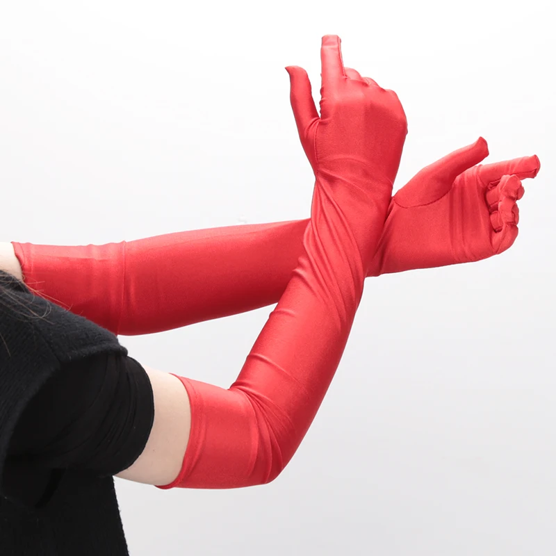 New Classic Adult Black Opera/Elbow/Wrist Stretch Satin Finger Long Fashion Gloves Women Flapper Driving Gloves Matching Costume