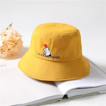 Чистая красная девушка Корейская версия японское солнце затенение вышивка любовь узор хлопок рыбак шляпа солнцезащитный крем Панама рыбак шляпа