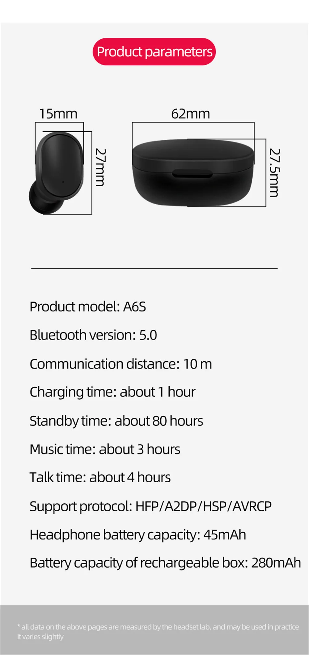 A6S беспроводные наушники TWS для Xiaomi Redmi Airdots, наушники Bluetooth 5,0, наушники с шумоподавлением, микрофон для iPhone, huawei, samsung