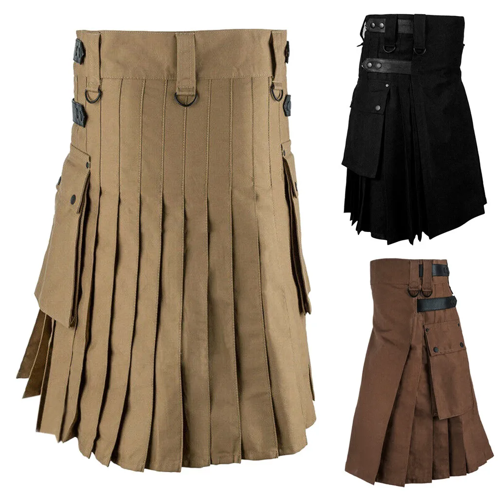 Женская однотонная винтажная плиссированная юбка унисекс в готическом стиле для косплея и охоты, с высокой талией#35